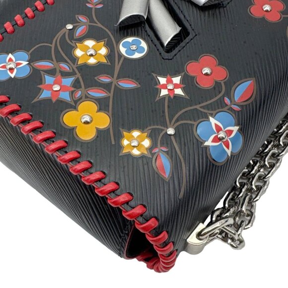 Louis Vuitton  Twist MM Epi Leather Blooming Flowers Chain Crossbody Bag Black - Picture 7 of 13